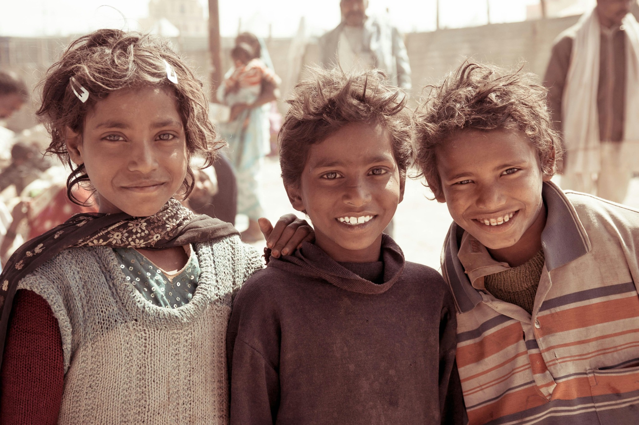 A joyful group of children smiling together